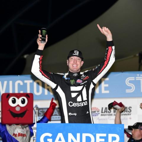 Kyle Busch won the Strat 200 NASCAR Gander Outdoors Truck Series race in dominating fashion at LVMS on Friday night.