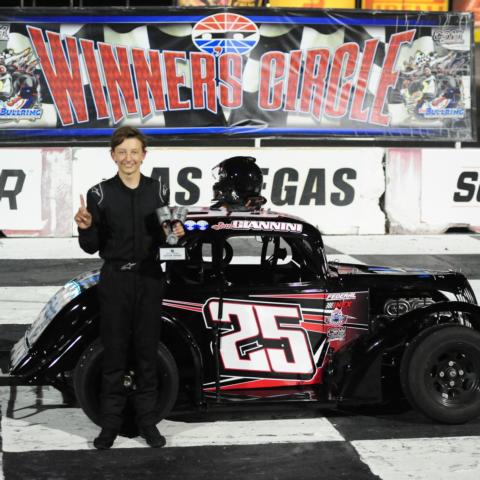 Jaron Giannini widened his points lead in the USLCI Legends division after another race win on Saturday night.