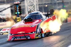Courtney Force set a Funny Car track record for fasted elapsed time during the first DENSO Spark Plugs NHRA Nationals qualifying session at The Strip at LVMS on Friday.