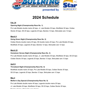 2024 Bullring Season Schedule