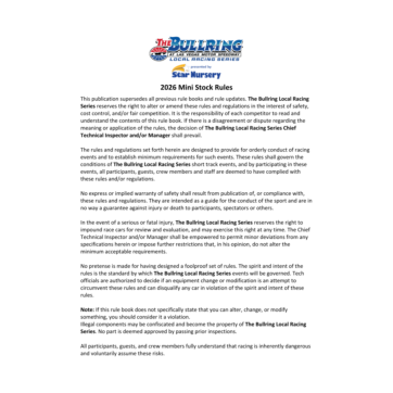 2026 Bullring Mini-Stock Rules