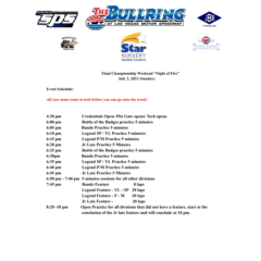 Night of Fire Schedule- July 2-3, 2023