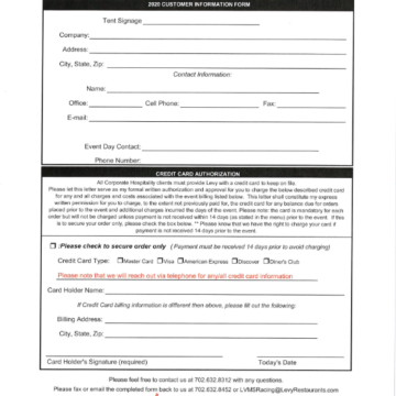 LVMS NASCAR HV-OSC Order Form <br>Feb. 2020 <br />(PDF Version)