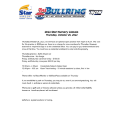 Star Nursery Classic- Oct. 26—28, 2023- Schedule_Purse