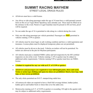 Summit Racing Equipment Mayhem Rules