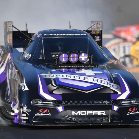 Jack Beckman hopes to be in the running for a Funny Car victory at The Strip at LVMS this weekend.