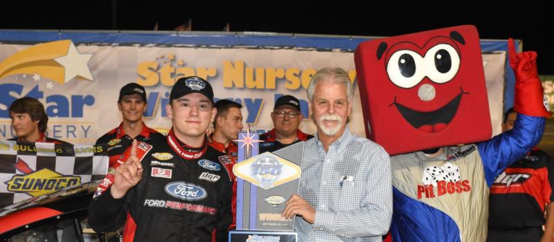 Taylor Gray celebrates in Victory Lane with Star Nursery founder and owner, Craig Keough.