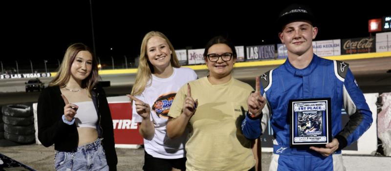 Tanner Reif, 15, celebrates his win with his family Saturday night.