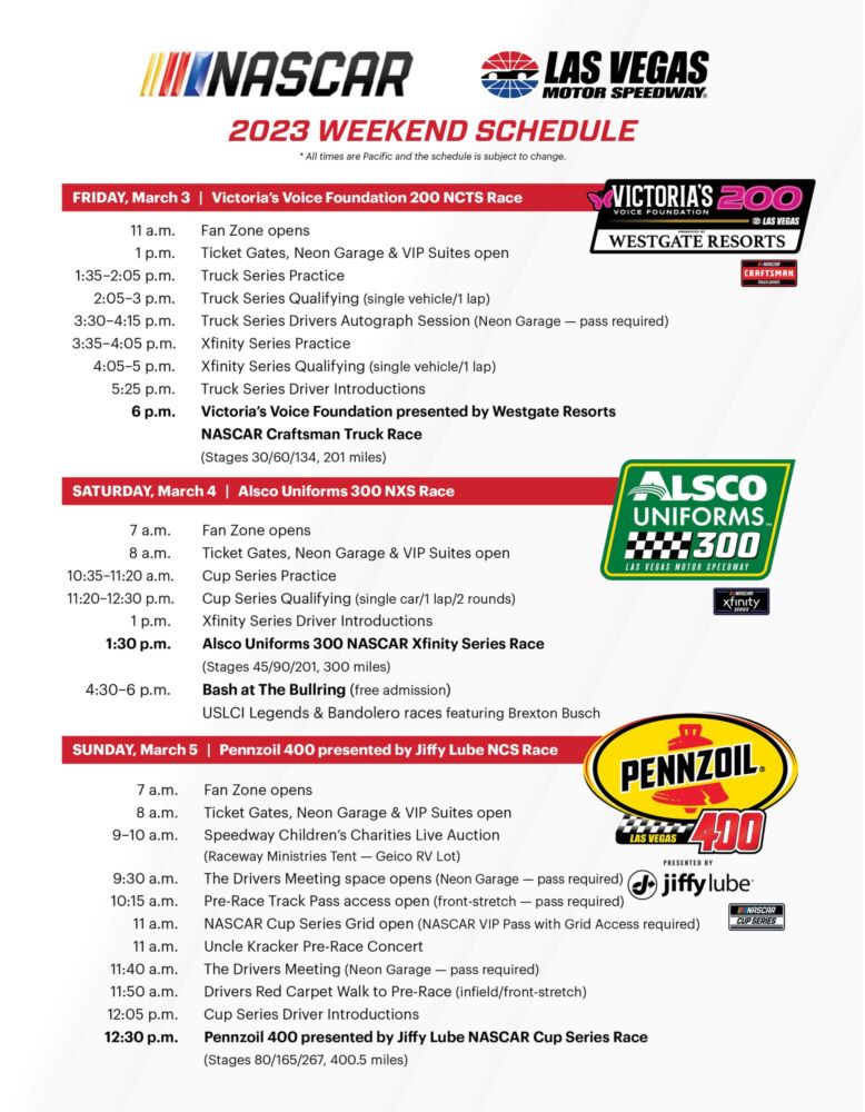 Pennzoil 400 Schedule | Events | Las Vegas Motor Speedway