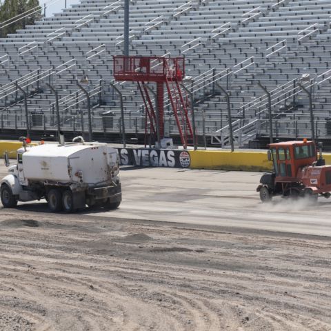 The Bullring repaving at Las Vegas Motor Speedway