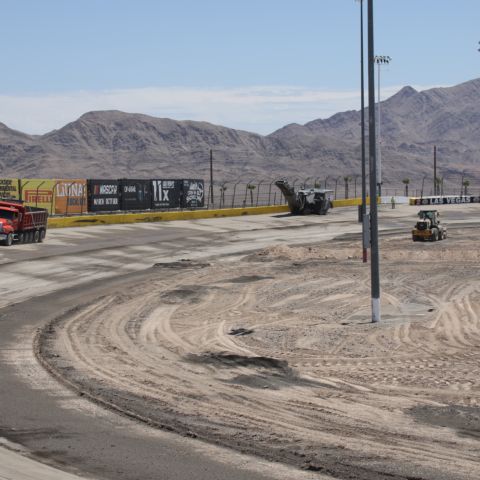 The Bullring repaving at Las Vegas Motor Speedway