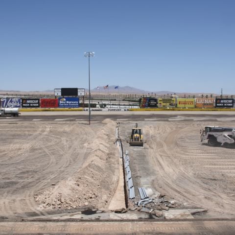 The Bullring repaving at Las Vegas Motor Speedway