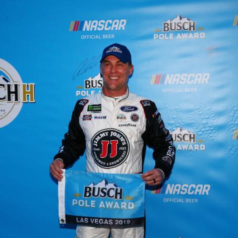 Kevin Harvick won the pole for Sunday's Pennzoil 400 presented by Jiffy Lube.