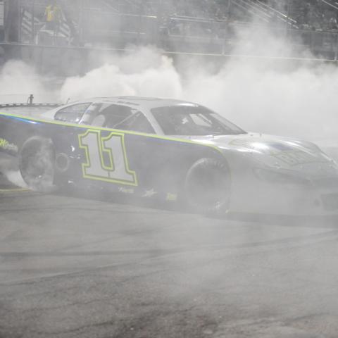 Dustin Ash gave The Bullring crowd a heck of a burnout following his NASCAR Super Late Models victory on Saturday night.