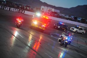 On Saturday, The Bullring at LVMS hosted the fourth annual Hometown Heroes Night to pay tribute to the area's first responders who keep Southern Nevada safe.