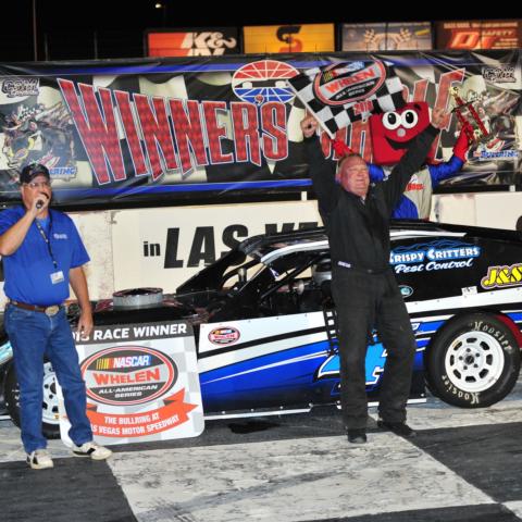 Doug Hamm joined The Bullring's 50-win club after taking the NASCAR Modifieds race on Saturday night.