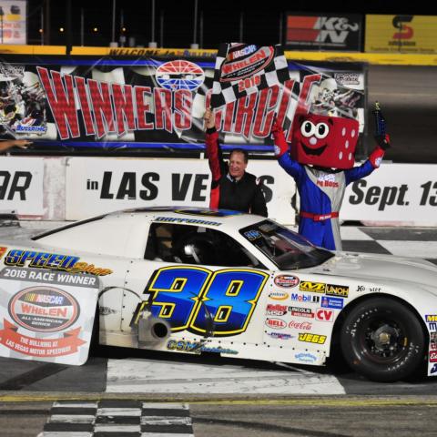 Six-time track champion Scott Gafforini earned his 67th career victory at The Bullring at Back to School Night on Saturday.