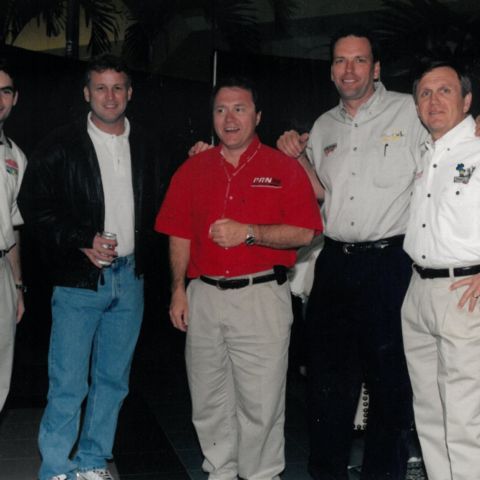Doug Rice with NASCAR drivers (L to R) Jeff Gordon, Ricky Rudd, Ted Musgrave and Lake Speed.