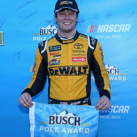 Erik Jones became the youngest driver to win a pole at Las Vegas Motor Speedway when he qualified first for Sunday's South Point 400.