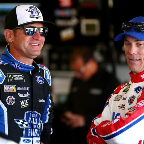Monster Energy NASCAR Cup Series drivers Kevin Harvick (right) and Clint Bowyer will be the featured guests at an autograph session at the LVMS Dirt Track prior to the Star Nursery 100 on Thursday, Sept. 13.