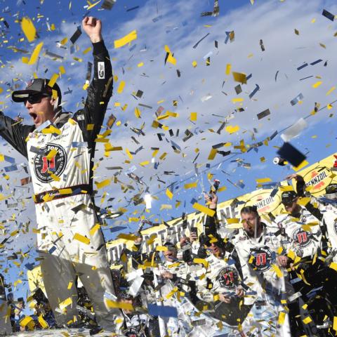 Kevin Harvick won the Pennzoil 400 presented by Jiffy Lube at LVMS on Sunday.