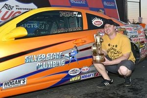 Justin Lamb of Henderson, Nev., won the Super Stock division in the Lucas Oil Drag Racing Series during the NHRA Winternationals at Auto Club Raceway in Pomona, Calif., on Sunday.
