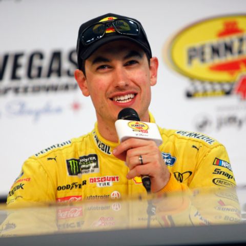 Joey Logano during press conference at LVMS