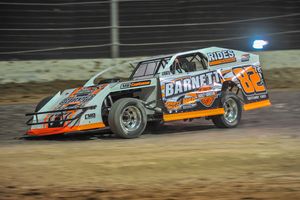 Lucas Schott won one of the IMCA Modified qualifying features on opening night of the 19th Annual Duel in the Desert at the Dirt Track at LVMS on Thursday.
