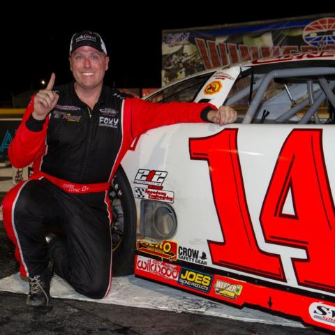 NASCAR Super Late Models driver Chris Clyne was one of three drivers to clinch 2019 season titles at The Bullring on Saturday night.