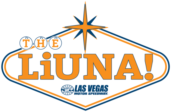 Official logo of The LiUNA NASCAR O'Reilly Auto Parts Series race at Las Vegas Motor Speedway.